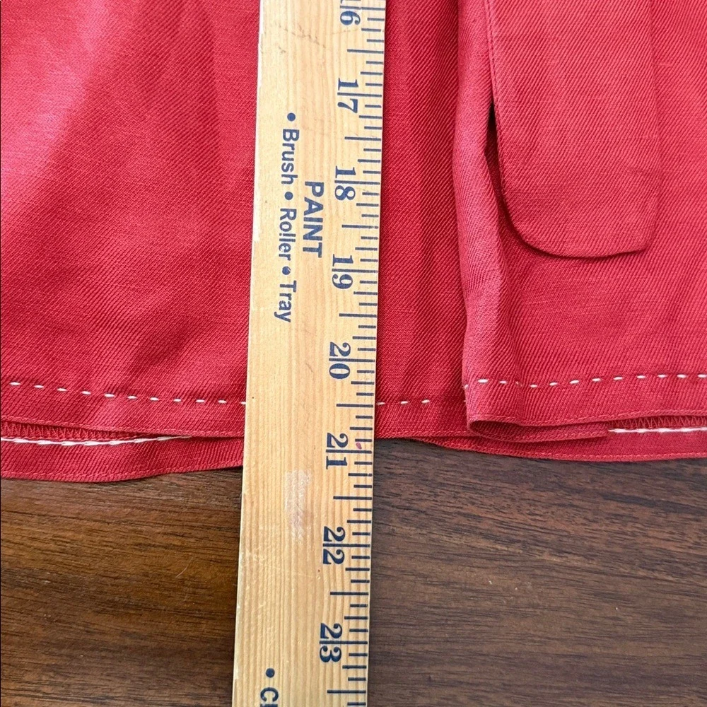 NWT Sandra Angelozzi Red Rust Linen Blend A-Line Midi Skirt w/ Belt Sz 4 US EU34